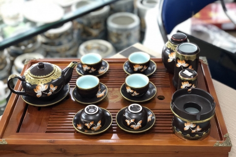 Ấm chén Bát Tràng bọc đồng